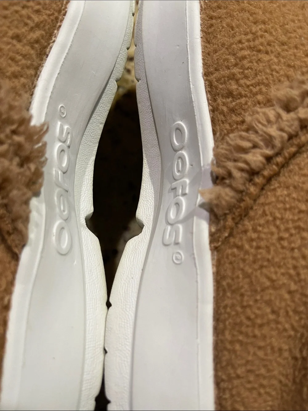 Oofos Oocoozie Cozy Slip-On Shoes in Camel